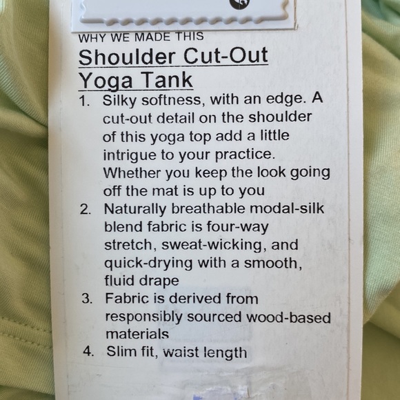 NWT Lululemon Shouldee Cut-Out Yoga Tank size 8 - Picture 3 of 3